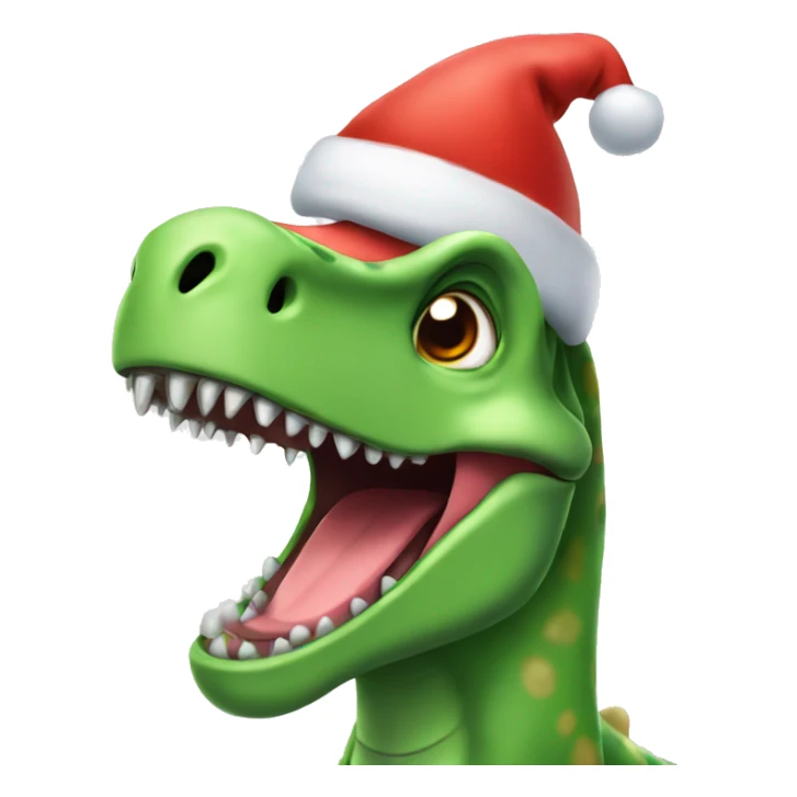 happy dinosaur wearing a christmas hat sticker