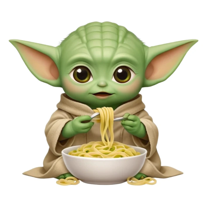 Baby yoda eating pasta sticker