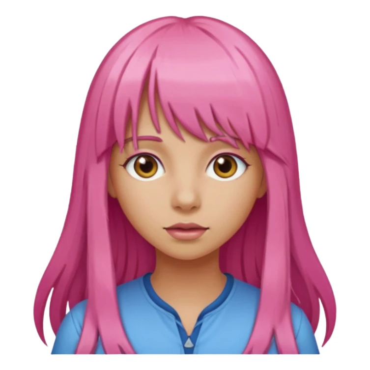 Tan Girl and long pink hair with bangs  sticker