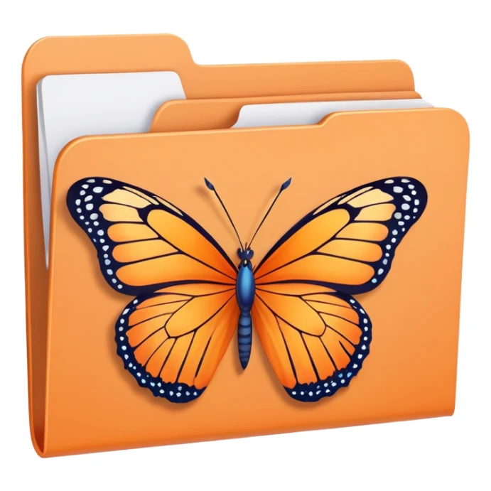 pastel orange file folder with butterfly on the cover  sticker