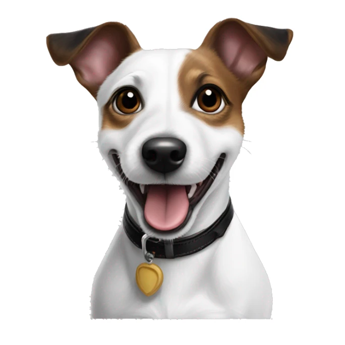  White black pointy ears Jack Russel cross breed tongue out sticker