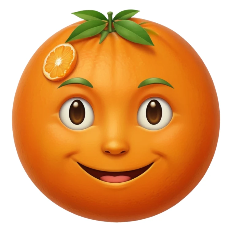 A tangerine 🍊 with face of full moon 🌝 sticker