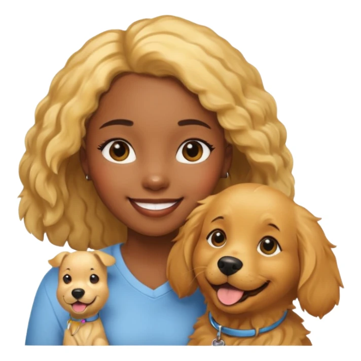 Black girl with golden retriever  sticker
