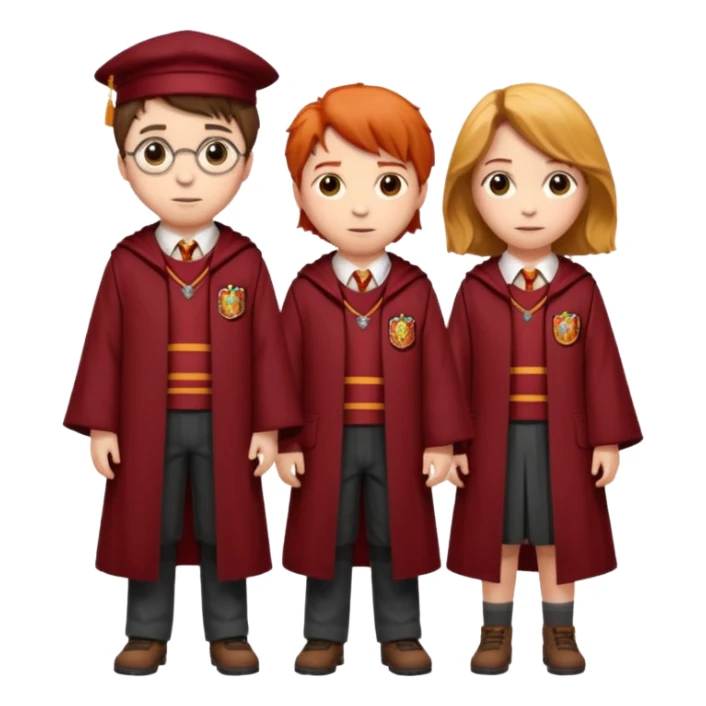 harry potter, ronald weasley and hermione granger in gryfinndor uniform sticker