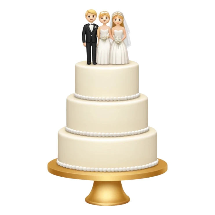 white wedding cake with bride and groom toppers and sparkle effect sticker