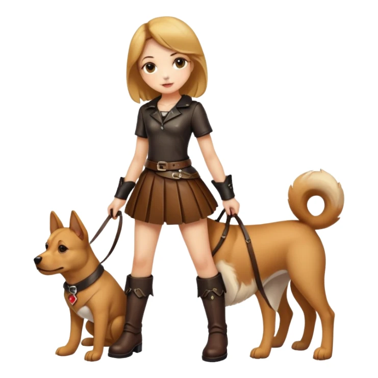 Girl dressed like a dog and in  leather skirt and boots sticker