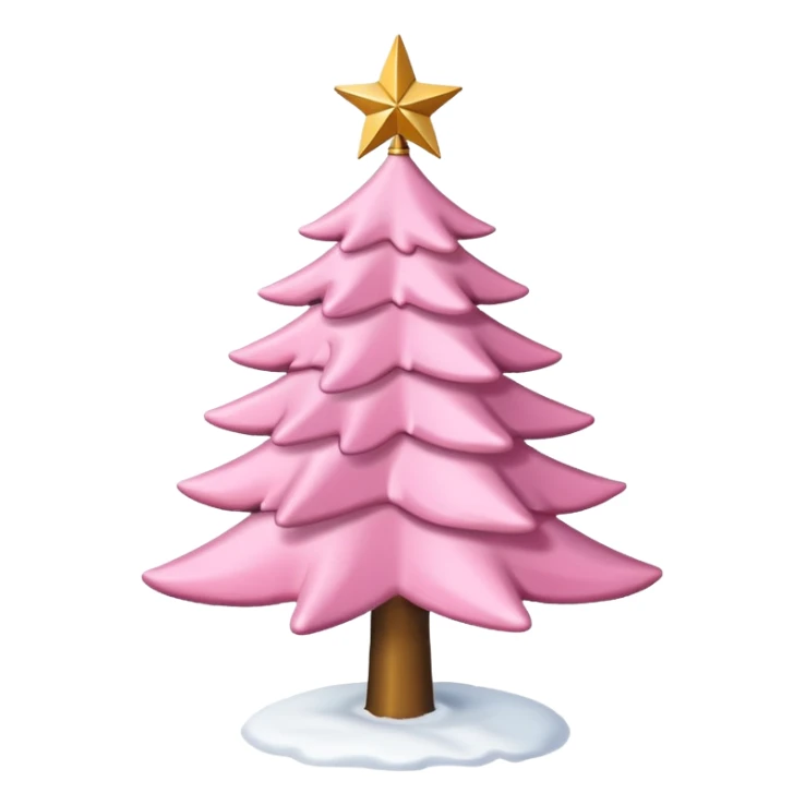 Pink Christmas tree with snow on the branches and a gold star on top no baubles  sticker