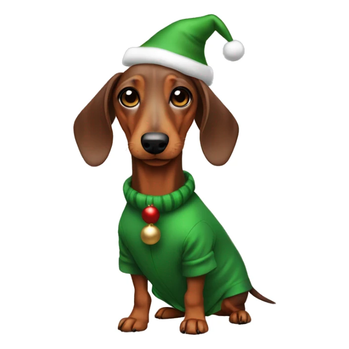 Dachshund wearing christmas outfit sticker