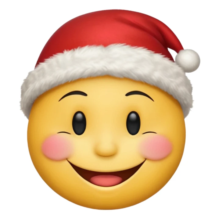 smiley face with closed eyes in a red Christmas hat sticker