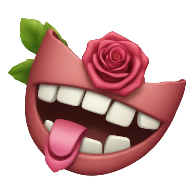 Emoji with rose in mouth sticker
