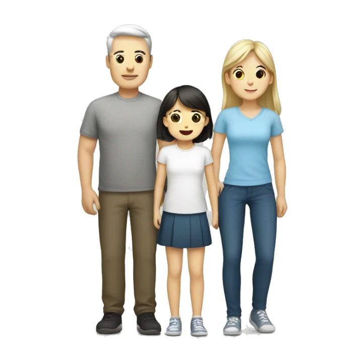 family with korean dad, white mom, daughter and younger son sticker