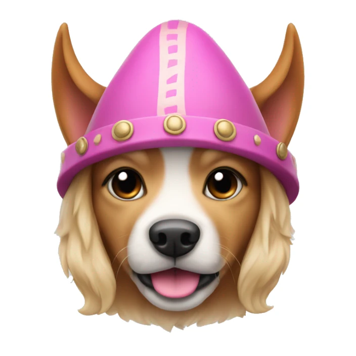 cute dog with pink nose and viking hat sticker