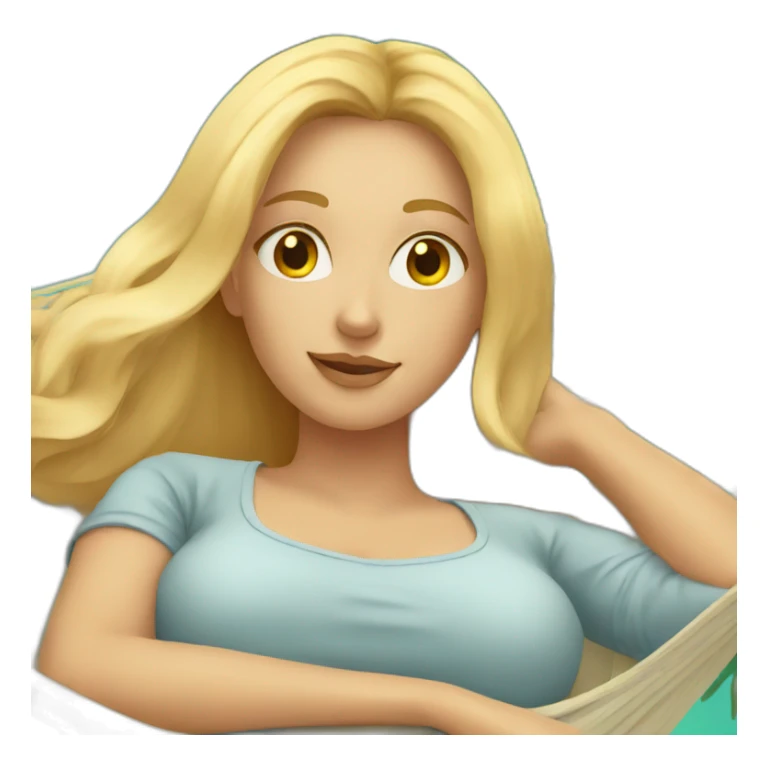 Woman with long blond hairs laying in a hammock. sticker