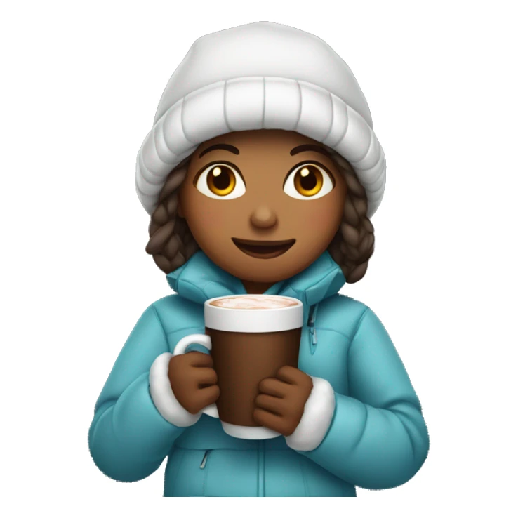 Girl wearing winter jacket holding hot chocolate  sticker