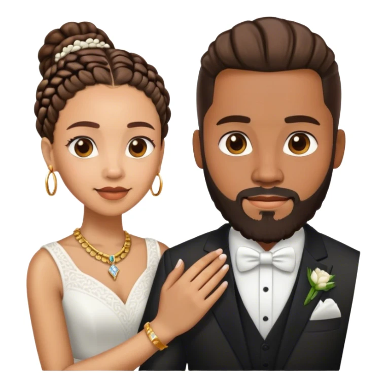 Lightskin guy with beard and cornrows and his brown skin wife married sticker