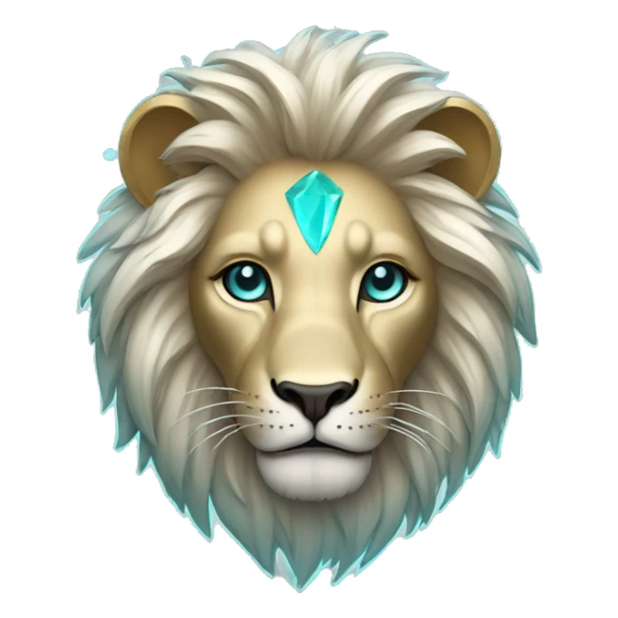 lion with a gold and silver hair and shine aqua eyes sticker