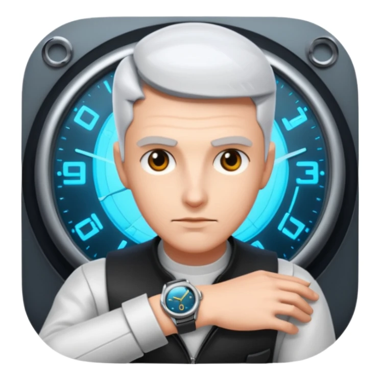 Time Traveler Looking At A Futuristic Watch sticker