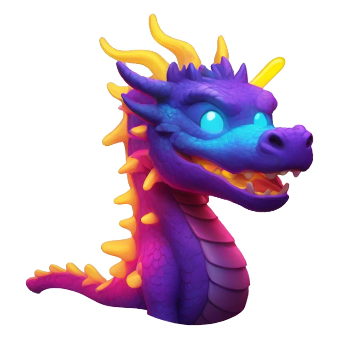 neon dragon, smiley face, symbol of 2024 sticker