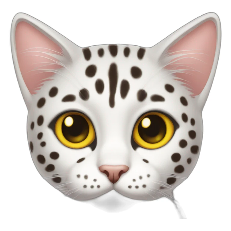 a spotted cat with yellow eyes and a bow on his head sticker