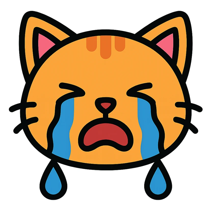 color outline icon of a crying cat sticker