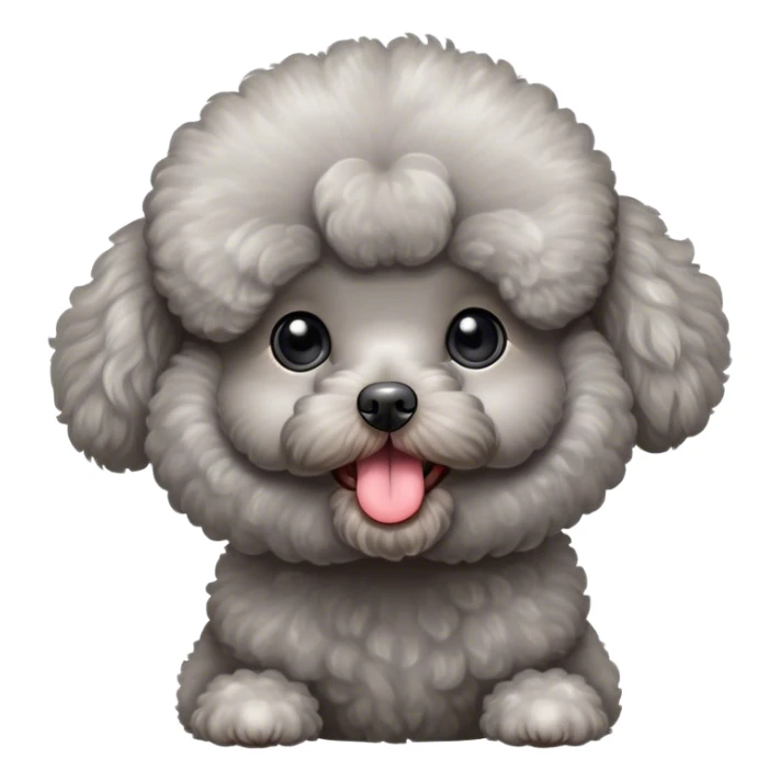 Toy poodle, grey, fluffy, cute, sticking its tough out, female, dog, tiny and cute, rounded eyes, fluffy, young puppy  sticker