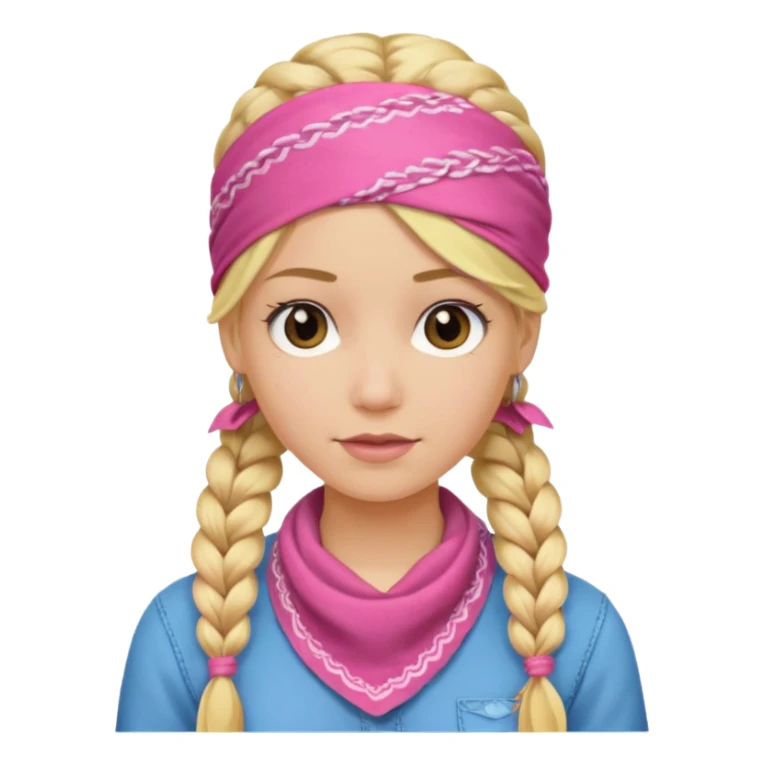 blonde woman with braids and a pink bandana sticker
