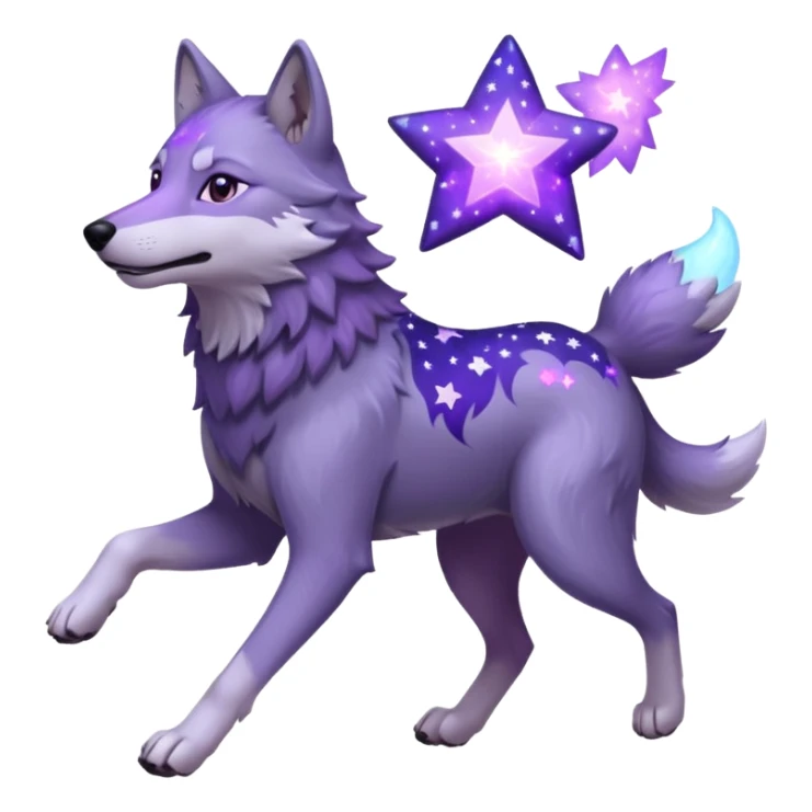 A wolf of winterfell running under lilac stars sticker