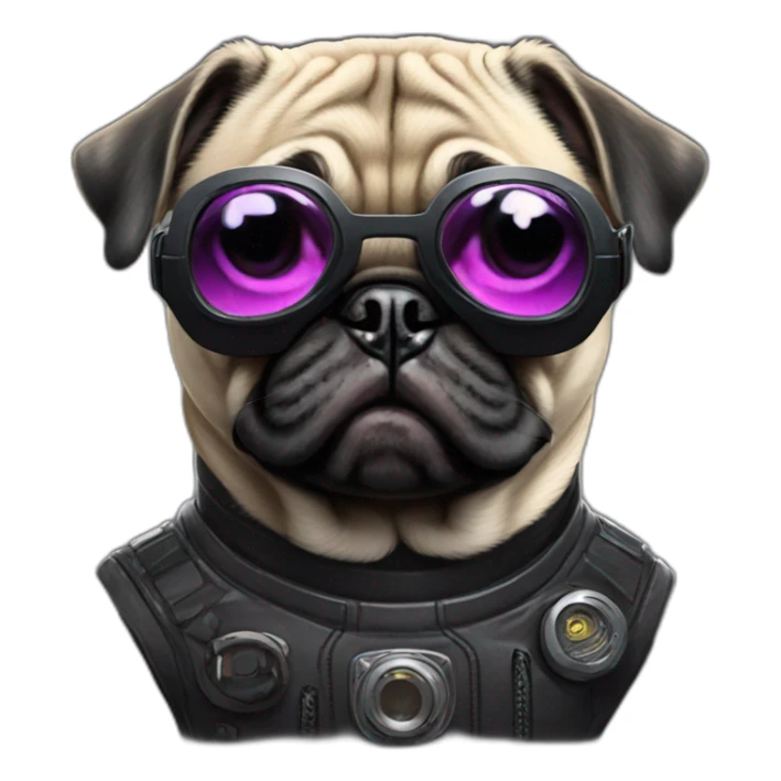 pug with black sunglasses and wearing a cyberpunk suit sticker