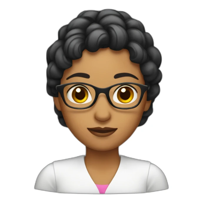 Maestra en la computadora con cabello negro y anteojos sticker