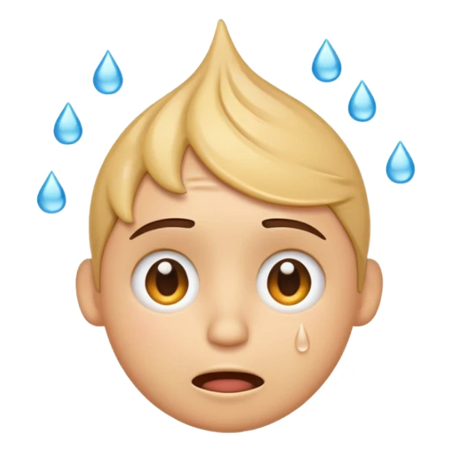 Emoji winding head with hand and sweat droplets on head sticker