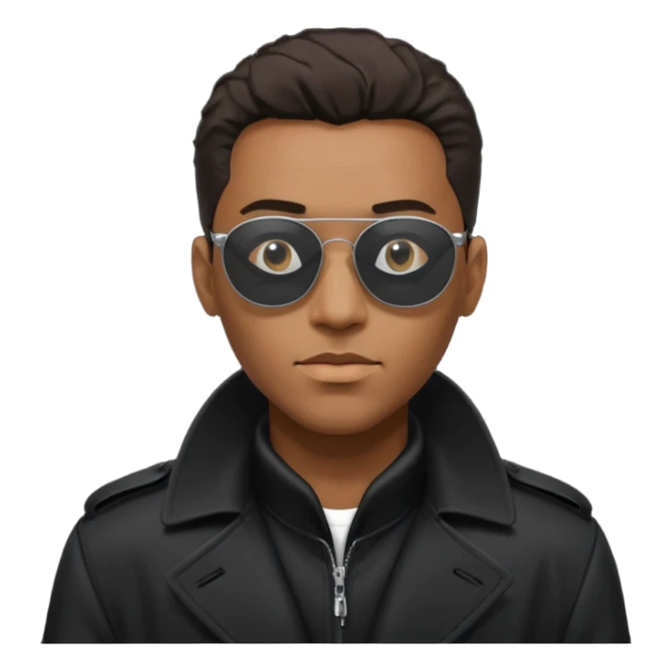 black man in black trenchcoat and matrix sunglasses sticker