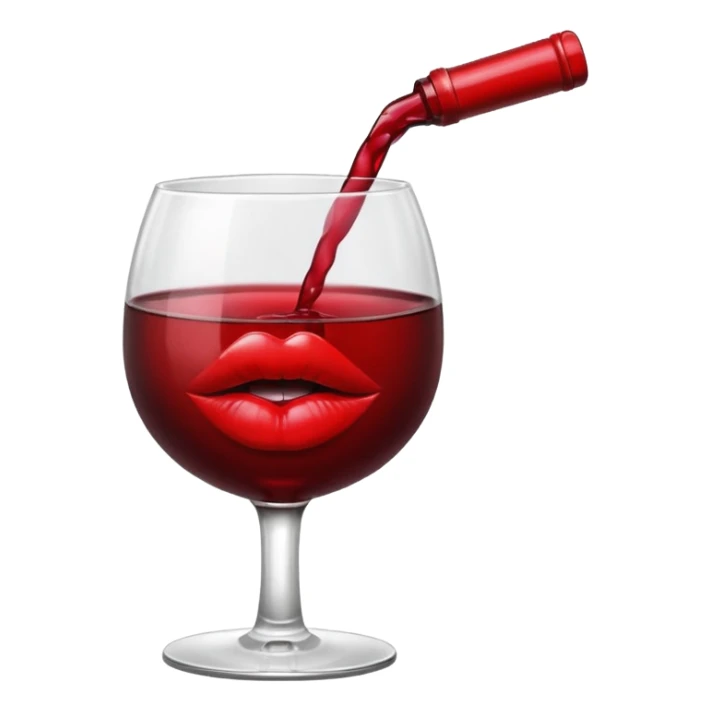 Cup of wine with a kiss mark sticker