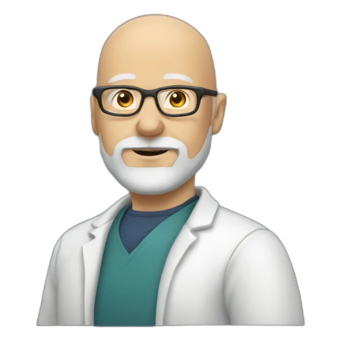 bald white man with a beard around 50yo with glasses on the head sticker