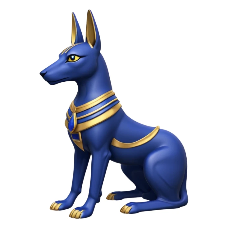 Regal Black, gold, and lapis anubis statue posed  sticker