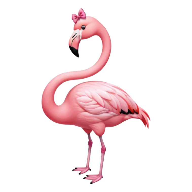 Cute pink flamingo with a pink bow sitting down sticker