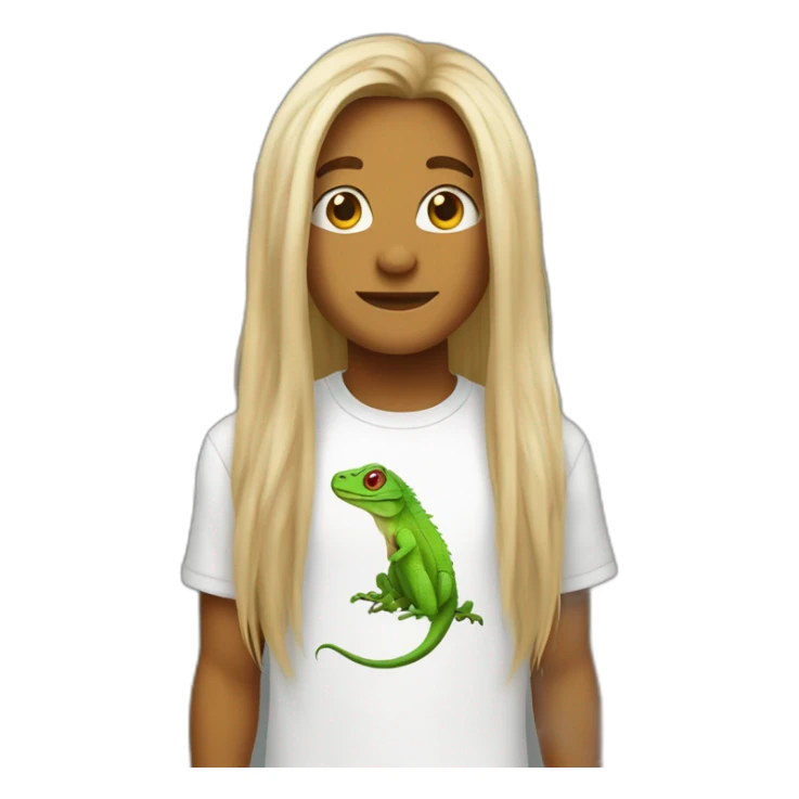 Lizard in white tshirt and long hair sticker