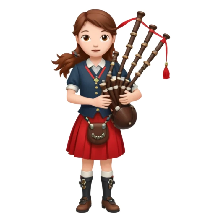 scotch girl playing bagpipe full body red skirt sticker