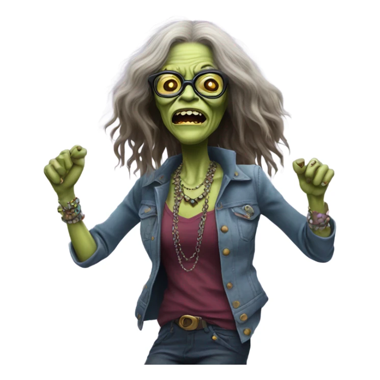  janis joplin zombie with her famous glasses, dancing sticker