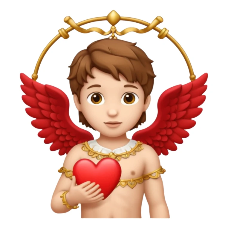 cupid hanging a heart with brown hair sticker