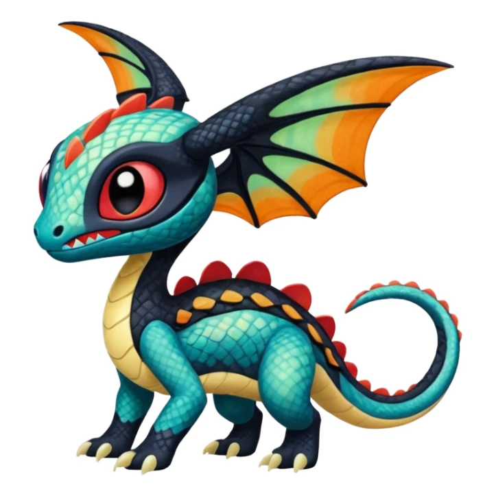 Colorful Exotic Meloetta-Toothless-Salandit-Stitch-Fakémon-creature-hybrid sticker