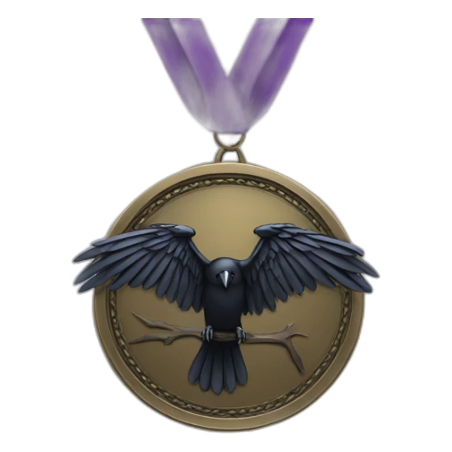 metal raven medal sticker