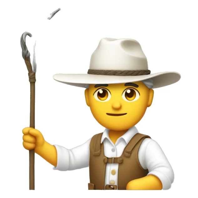 farmer with a whip and white pointy hat sticker