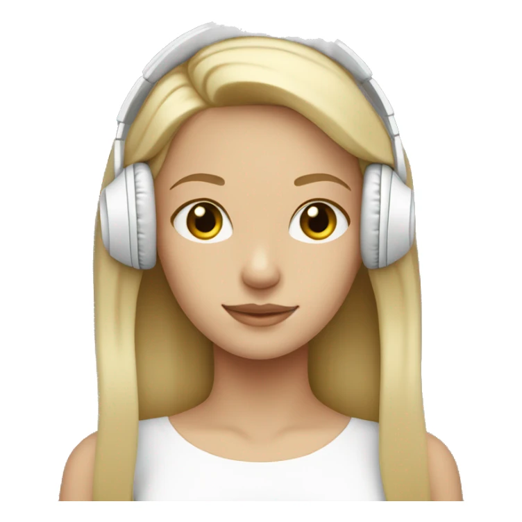 Blonde straight haired girl with white headphones sticker