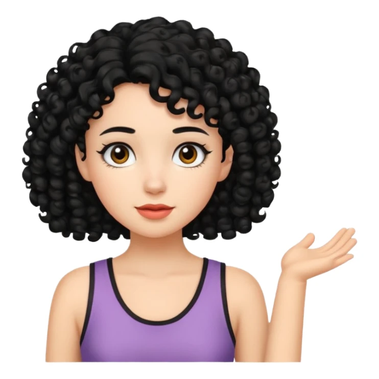 girl In Sleeveless, black hair, curley. sticker