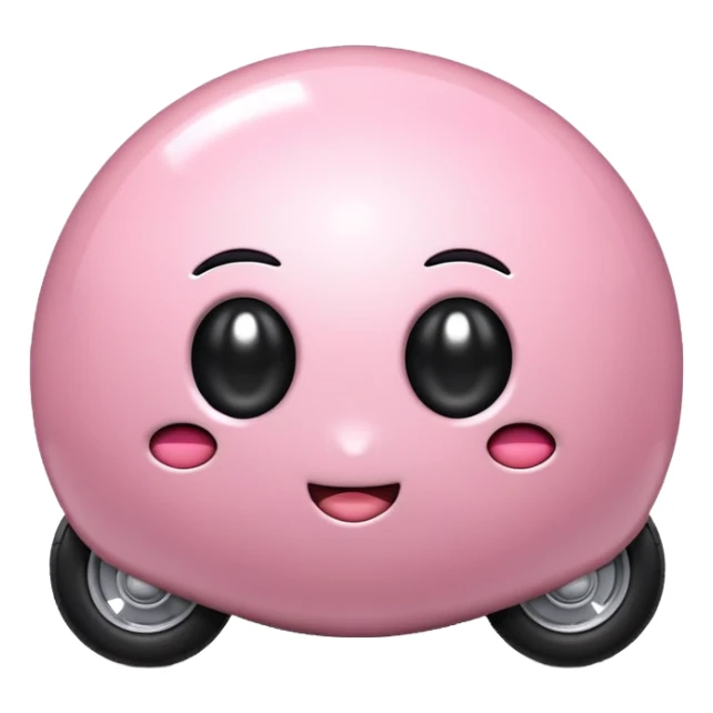 Metal cute black eyes Kirby ball driving on 4 car wheels sticker