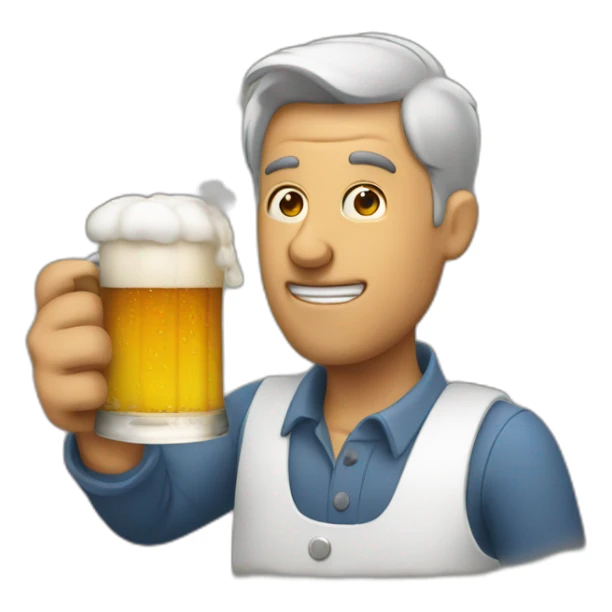 Man with smoke coming from nose holding a beer sticker