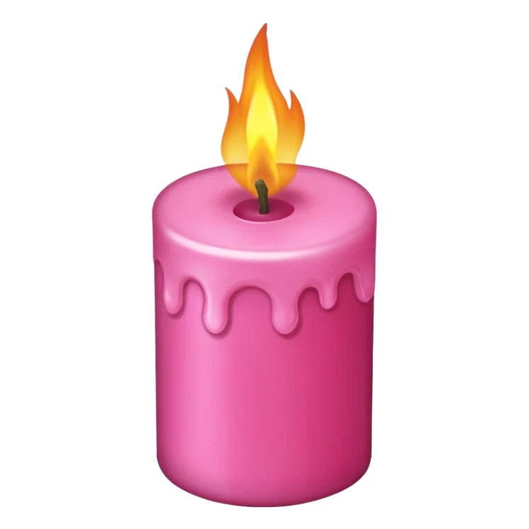 Draw a pink candle with a flame on it from a bird's eye view. sticker