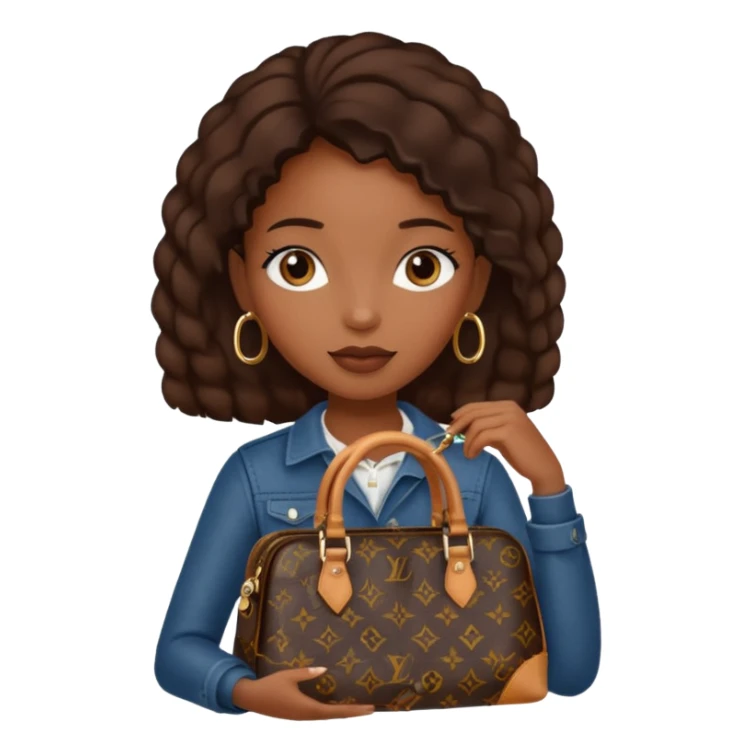 Black girl holding Louis Vuitton purse sticker