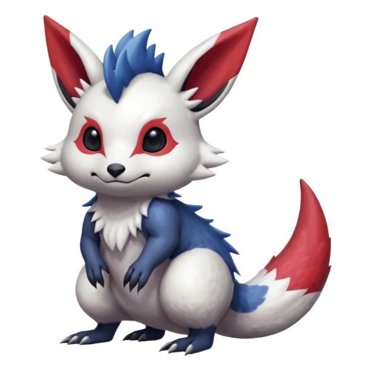 Scaly furry cute realistic painted smooth glossy Zangoose-Salandit-Minccino-Absol-fusion sticker