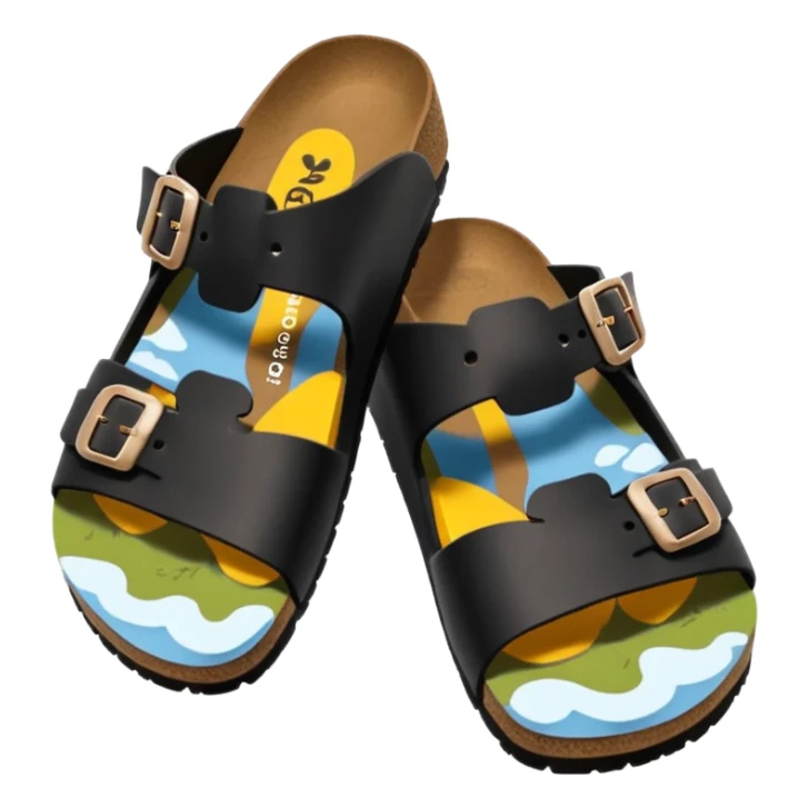 black boston birkenstock emoji sticker